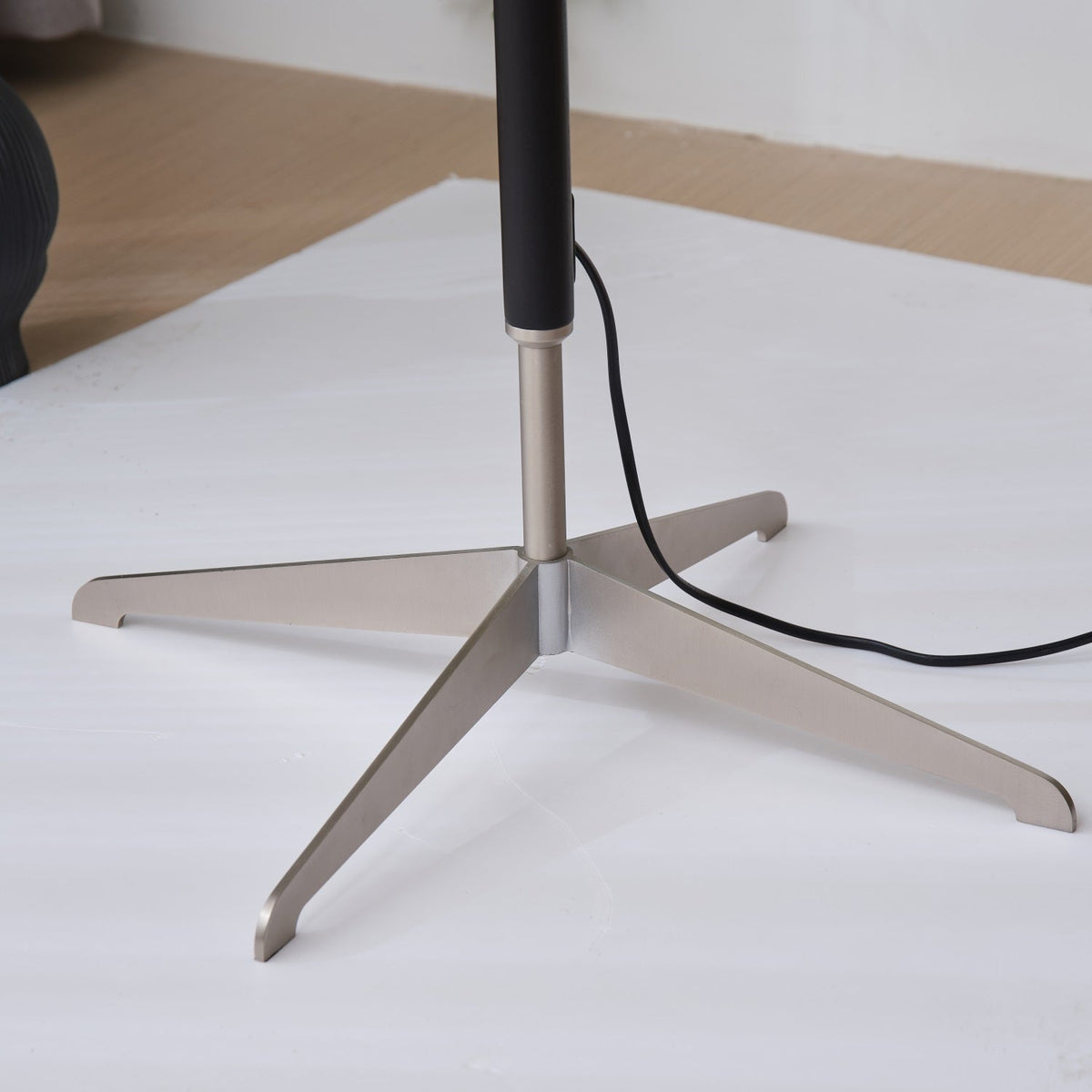 Ardell Modern Floor Lamp with Fabric Shade and Brass Accents