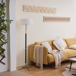 Ardell Modern Floor Lamp with Fabric Shade and Brass Accents