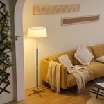 Ardell Modern Floor Lamp with Fabric Shade and Brass Accents