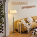 Ardell Modern Floor Lamp with Fabric Shade and Brass Accents