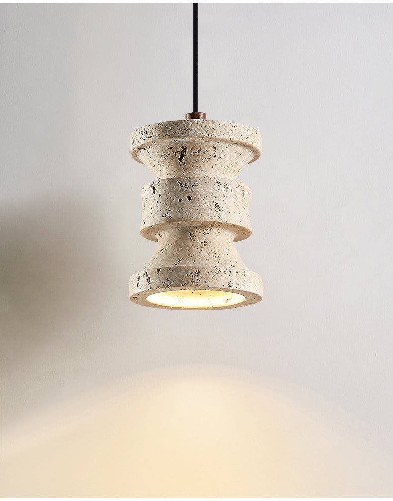 Ardelle Travertine Pendant Light – Natural Stone Sculptural Hanging Lamp