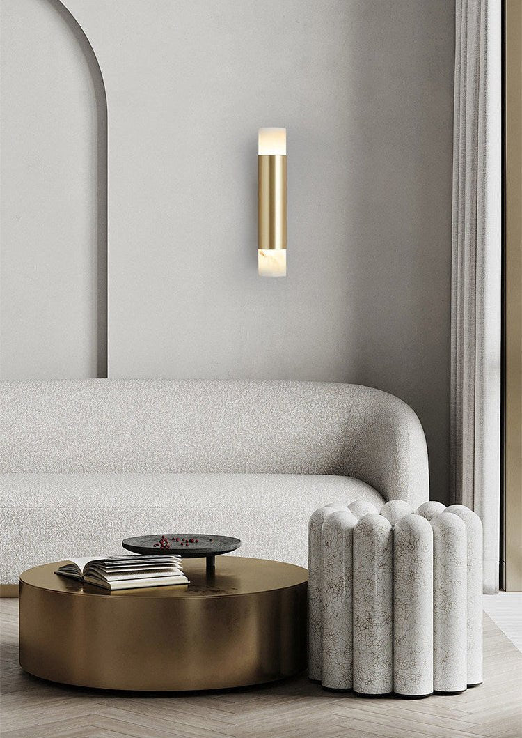 Arden Alabaster Wall Sconce in Brushed Brass