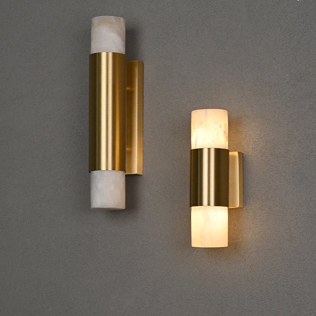 Arden Alabaster Wall Sconce in Brushed Brass