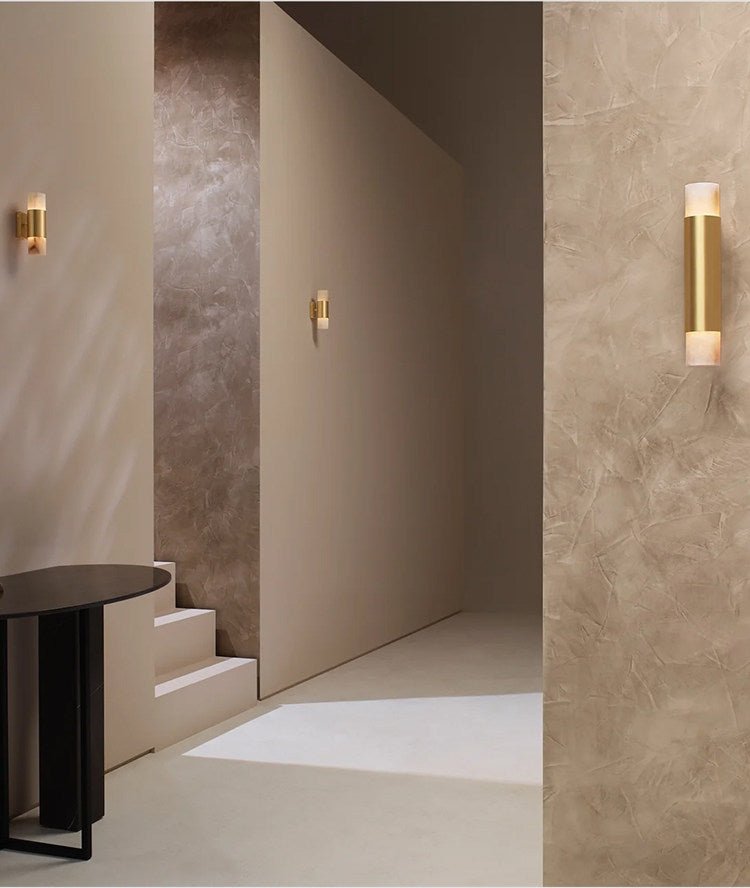 Arden Alabaster Wall Sconce in Brushed Brass