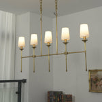 Arden Row Linear Chandelier in Brass, Black, or Nickel with Fabric Shades