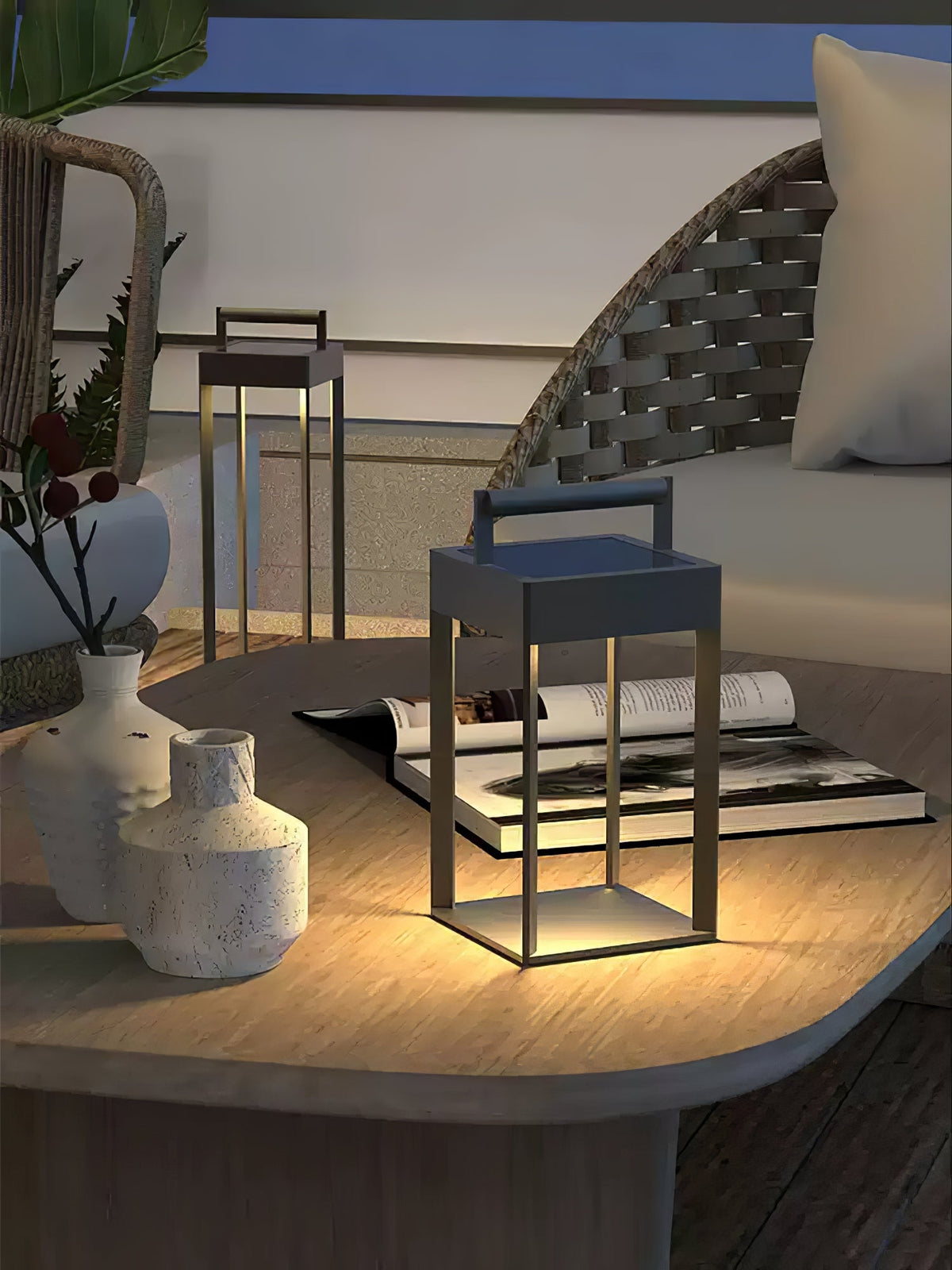 Arden Solar Lantern – Modern Outdoor Table Lamp with Handle