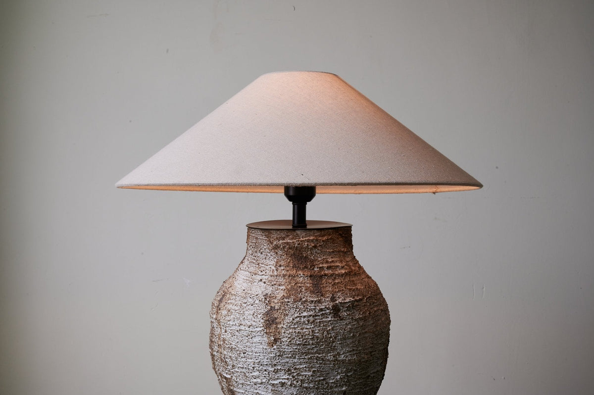 Arden Textured Clay Table Lamp with Linen Shade for Living Room and Bedroom