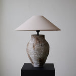 Arden Textured Clay Table Lamp with Linen Shade for Living Room and Bedroom