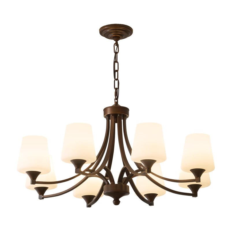 Ardena Classic Chandelier — Bronze & Frosted Glass Pendant Light