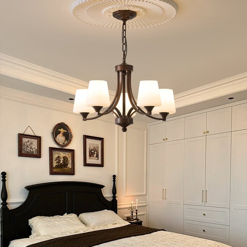 Ardena Classic Chandelier — Bronze & Frosted Glass Pendant Light