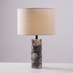 Ardena Marble Table Lamp with Linen Shade for Bedroom and Living Room