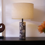 Ardena Marble Table Lamp with Linen Shade for Bedroom and Living Room