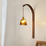 Ardent Wood Wall Sconce with Pleated Glass Shade and Brass Accents