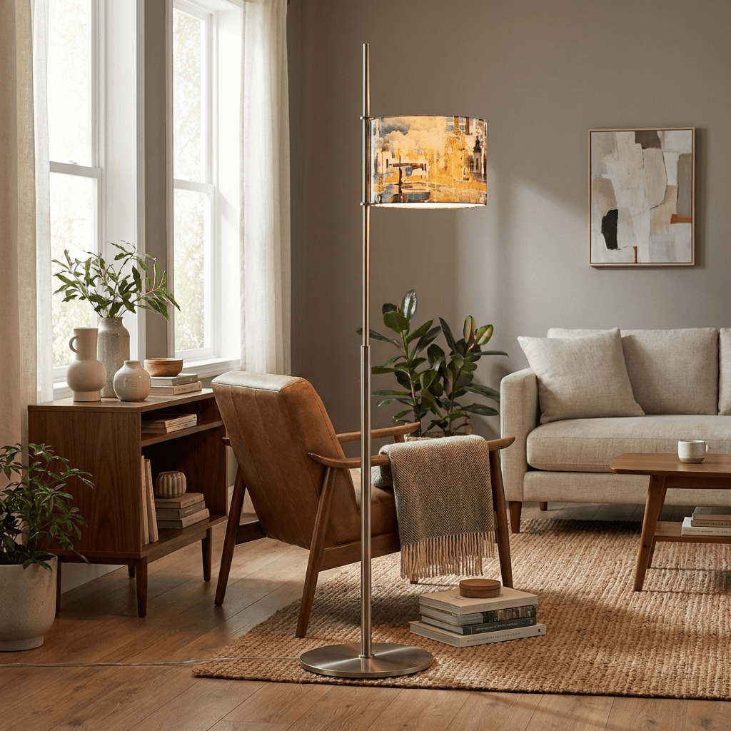 Ardent Linear Floor Lamp – Modern Minimalist Metal & Fabric Standing Light