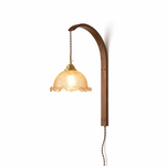 Ardent Wood Wall Sconce with Pleated Glass Shade and Brass Accents