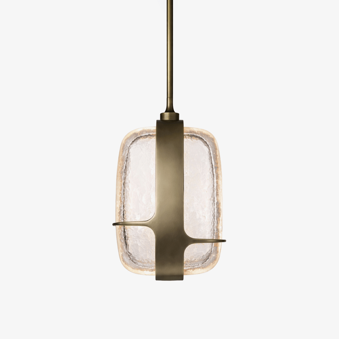 Ardin Textured Glass Pendant Light in Brushed Brass | Modern LED Hanging Lamp