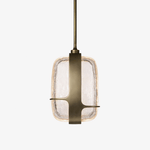 Ardin Textured Glass Pendant Light in Brushed Brass | Modern LED Hanging Lamp