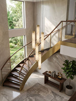 Aria Alabaster Pendant Light – Modern Brass LED Chandelier for Dining Room & Foyer