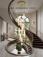 Aria Alabaster Pendant Light – Modern Brass LED Chandelier for Dining Room & Foyer