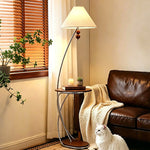 Aria Curved Shelf Floor Lamp with Fabric Shade
