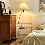 Aria Curved Shelf Floor Lamp with Fabric Shade