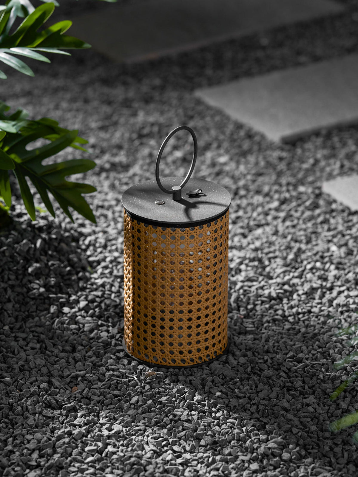 Arlette Solar Lantern Outdoor Lamp with Rattan Shade
