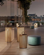 Arlette Solar Lantern Outdoor Lamp with Rattan Shade