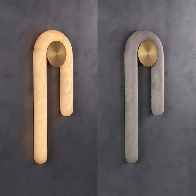 Arlo Loop Alabaster Wall Sconce in Brushed Brass