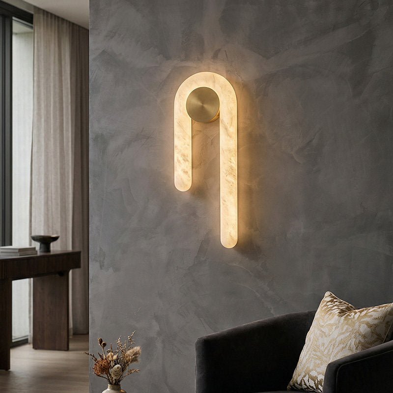 Arlo Loop Alabaster Wall Sconce in Brushed Brass