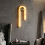 Arlo Loop Alabaster Wall Sconce in Brushed Brass