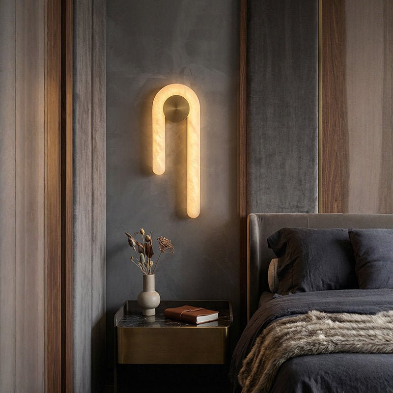 Arlo Loop Alabaster Wall Sconce in Brushed Brass