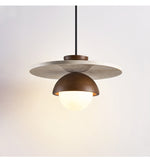 Arlo Travertine Pendant Light – Natural Stone & Walnut Dome