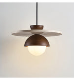 Arlo Travertine Pendant Light – Natural Stone & Walnut Dome