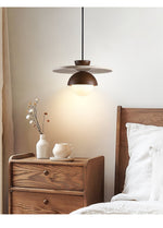 Arlo Travertine Pendant Light – Natural Stone & Walnut Dome