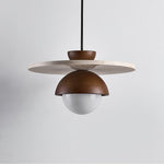 Arlo Travertine Pendant Light – Natural Stone & Walnut Dome