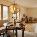 Arova Wood Pendant Light – Handcrafted Natural Wood Slat Lamp for Dining & Living Spaces