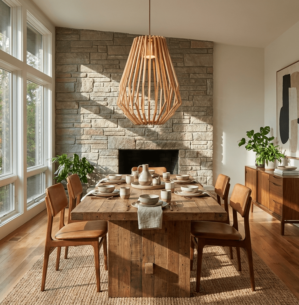 Arova Wood Pendant Light – Handcrafted Natural Wood Slat Lamp for Dining & Living Spaces