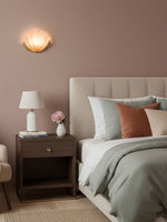 Art Deco Scallop Wall Sconce in Seafoam Glass and Brass
