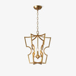 Brass Lantern Chandelier with Clear Glass Shades for Dining Room and Foyer