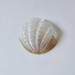 Art Deco Scallop Wall Sconce in Seafoam Glass and Brass