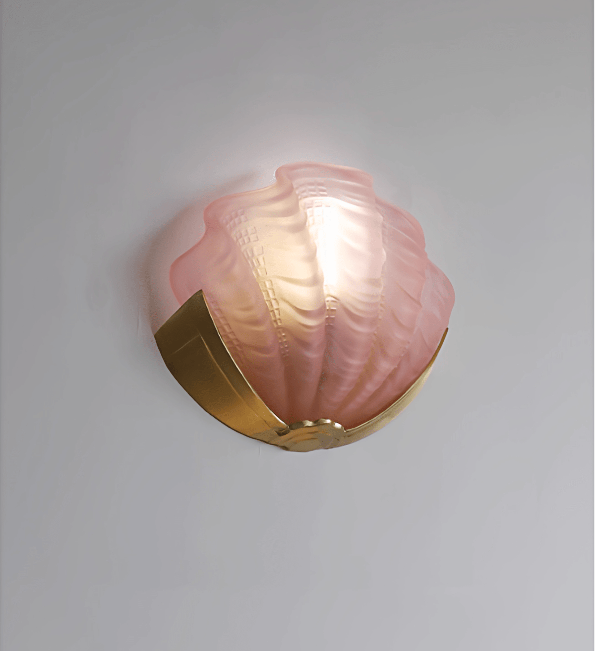 Art Deco Scallop Wall Sconce in Seafoam Glass and Brass