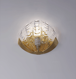 Art Deco Scallop Wall Sconce in Seafoam Glass and Brass