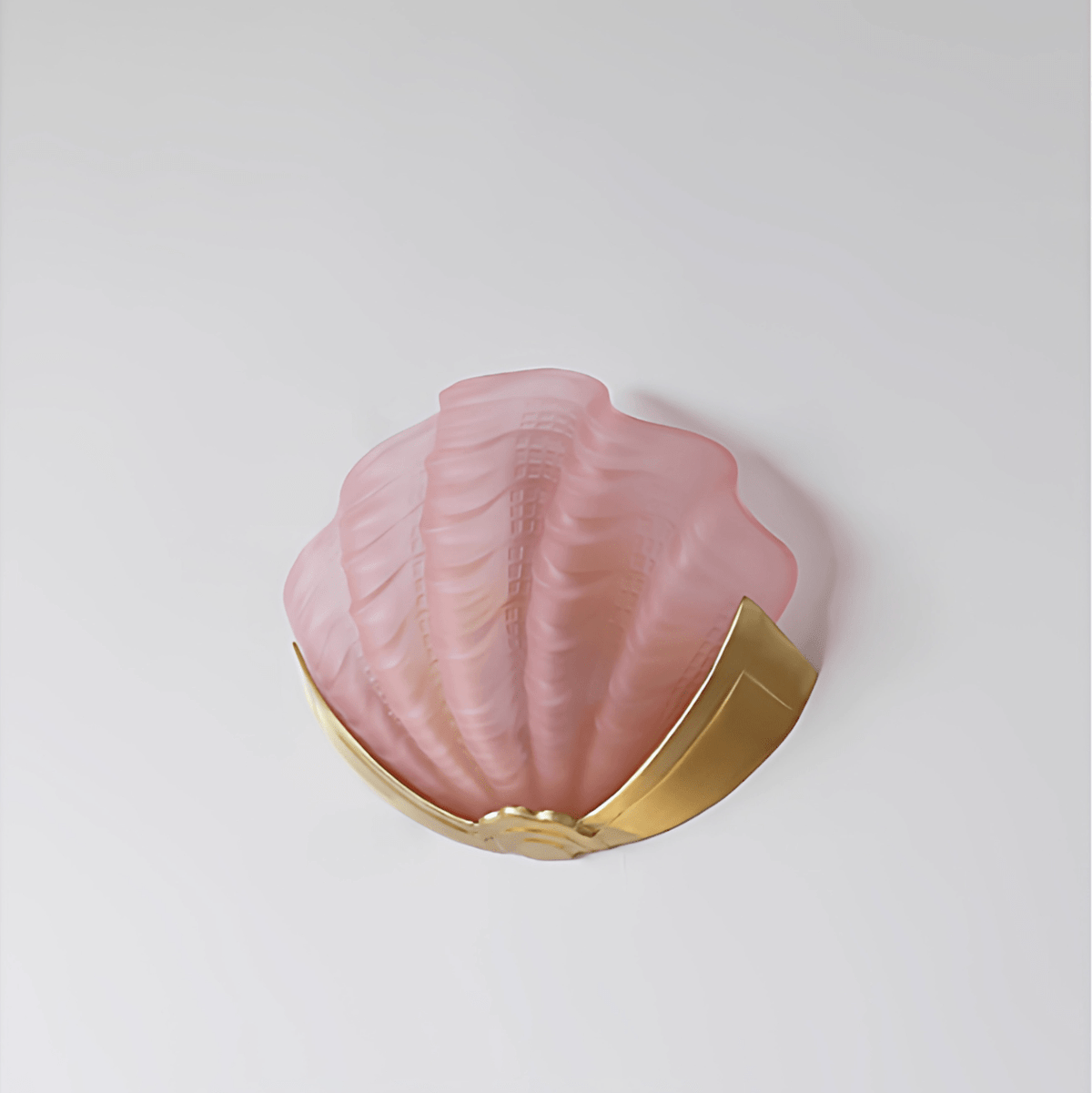 Art Deco Scallop Wall Sconce in Seafoam Glass and Brass