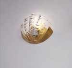 Art Deco Scallop Wall Sconce in Seafoam Glass and Brass