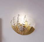 Art Deco Scallop Wall Sconce in Seafoam Glass and Brass