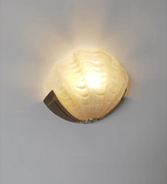 Art Deco Scallop Wall Sconce in Seafoam Glass and Brass