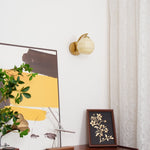 Art Deco Plug-In Wall Sconce with Glass Shade in Gold or Chrome