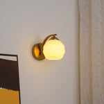 Art Deco Plug-In Wall Sconce with Glass Shade in Gold or Chrome
