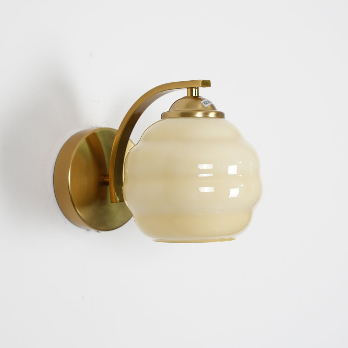 Art Deco Plug-In Wall Sconce with Glass Shade in Gold or Chrome