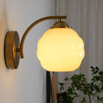 Art Deco Plug-In Wall Sconce with Glass Shade in Gold or Chrome